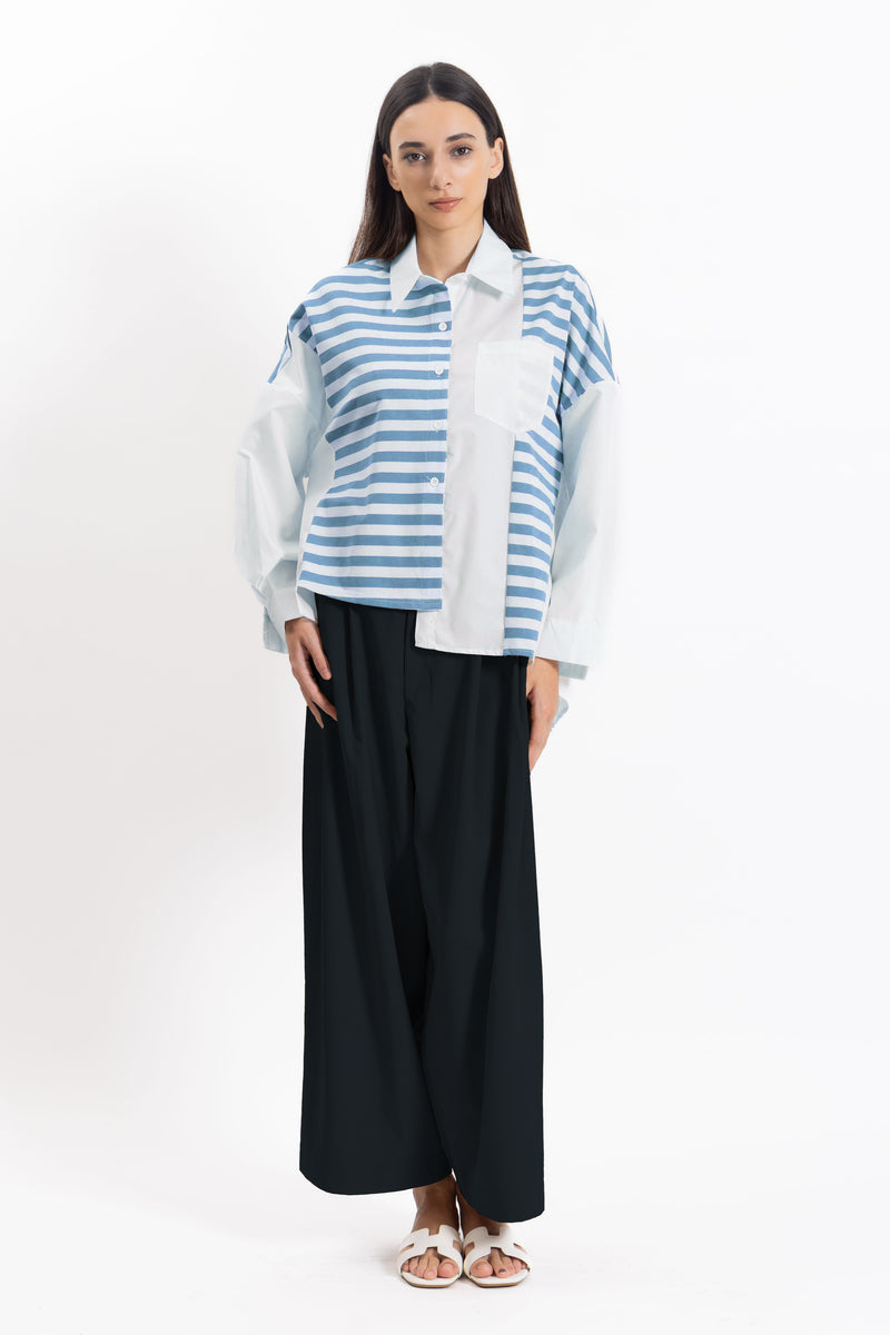 DETAILED STRIPED SHIRT SET