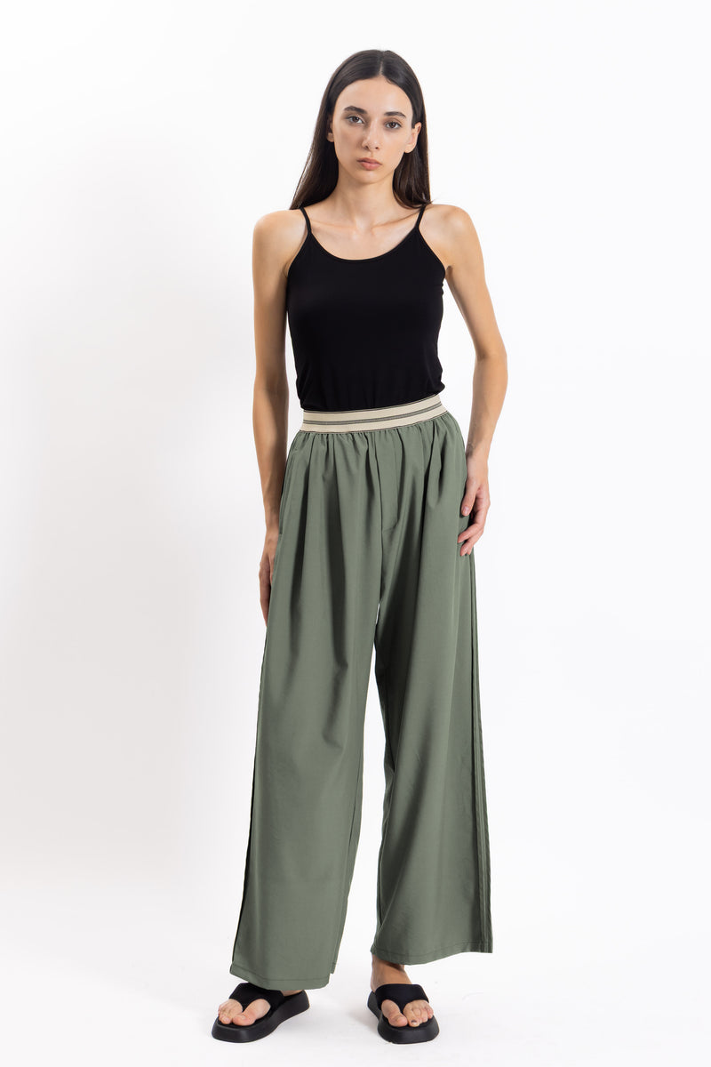 DETAILED WIDE LEG COMFORT TROUSERS