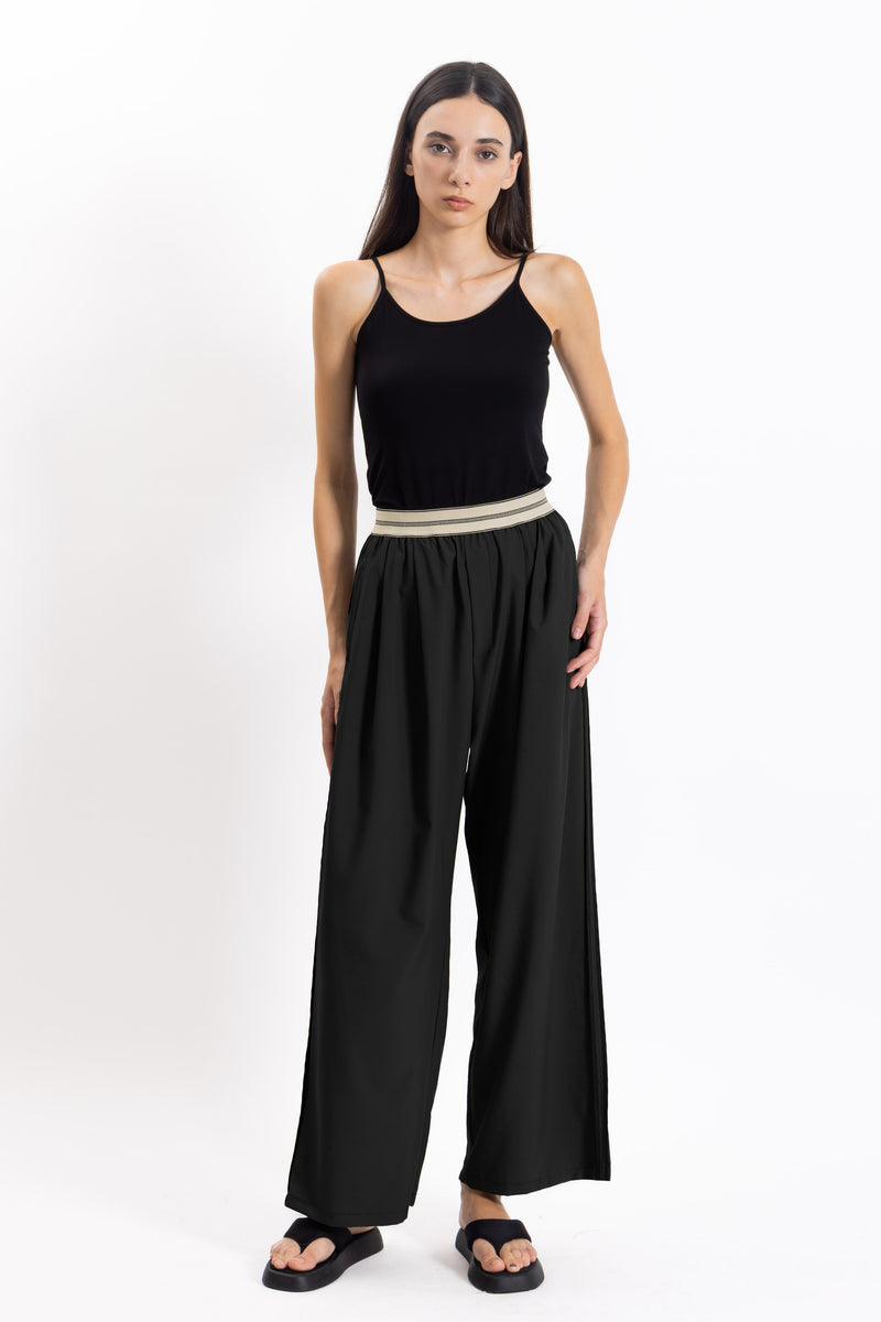 DETAILED WIDE LEG COMFORT TROUSERS