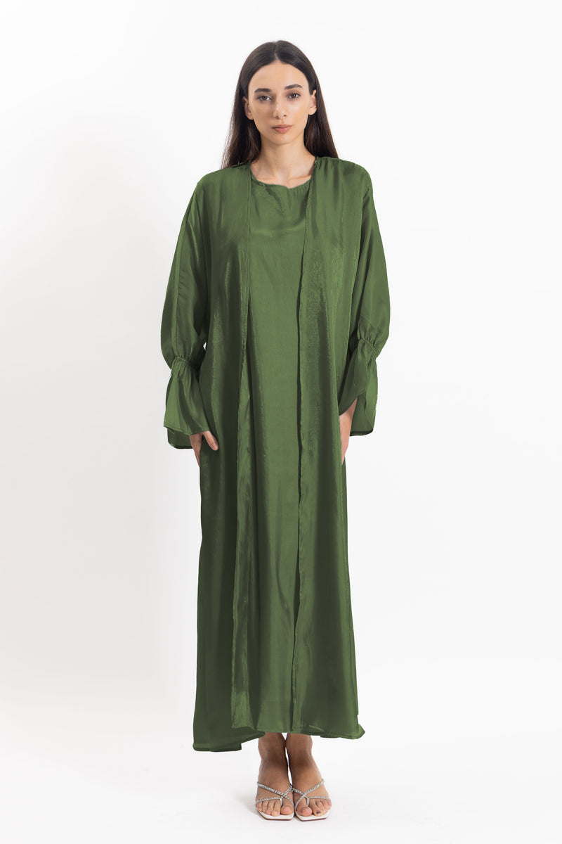SATIN ABAYA WITH INNER DRESS