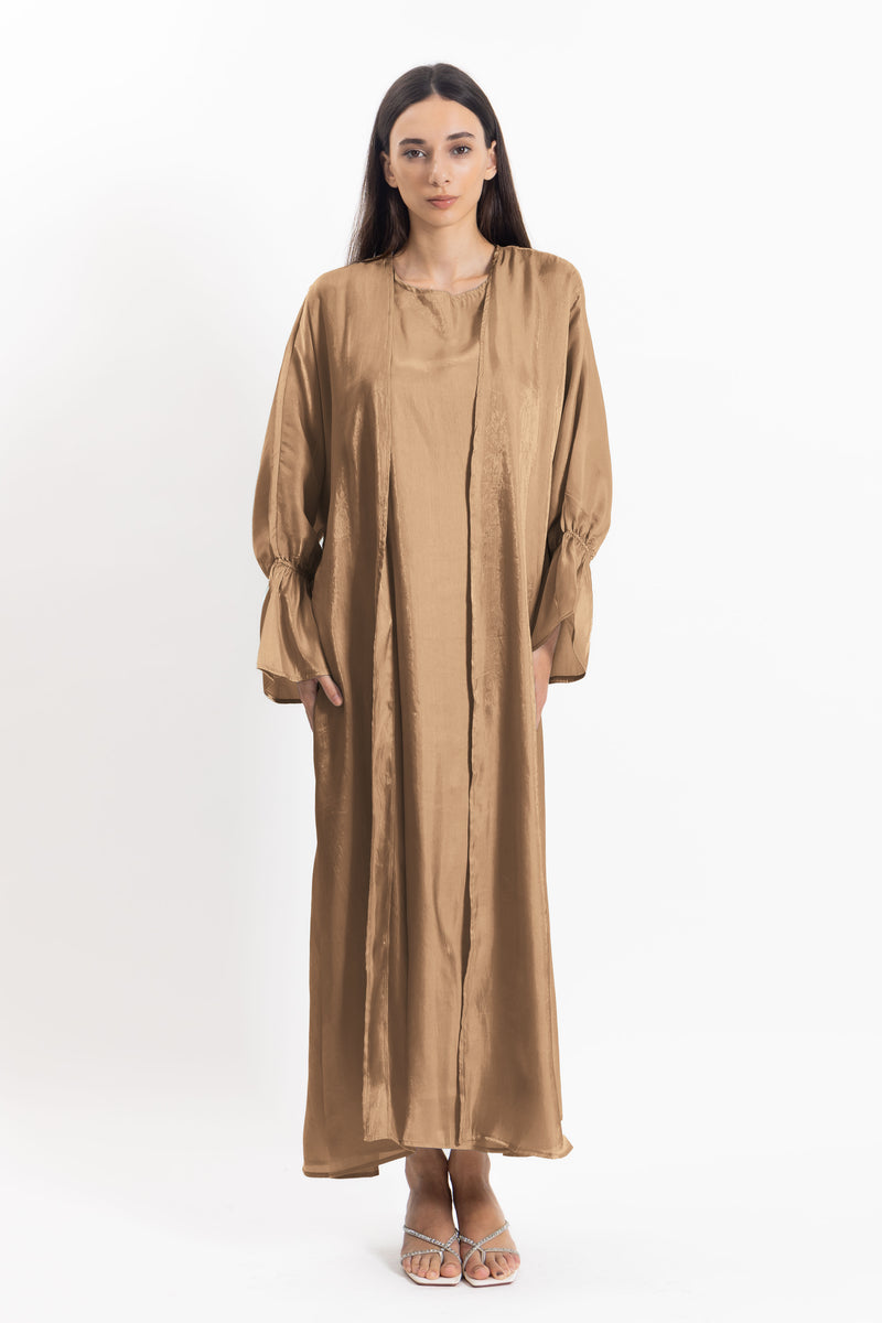 SATIN ABAYA WITH INNER DRESS