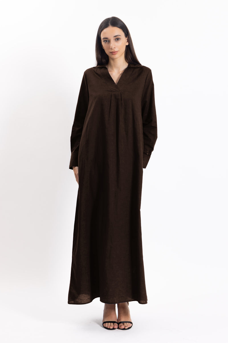 LINEN BLEND MAXI DRESS
