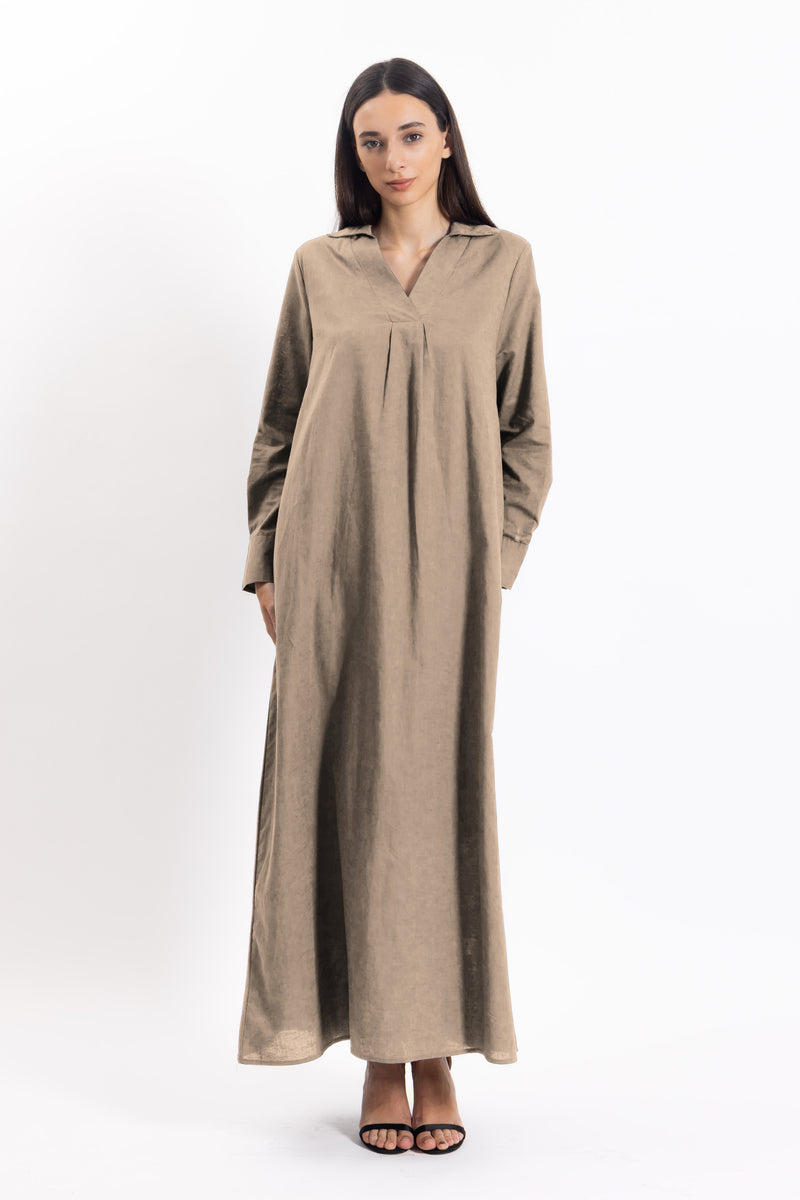 LINEN BLEND MAXI DRESS