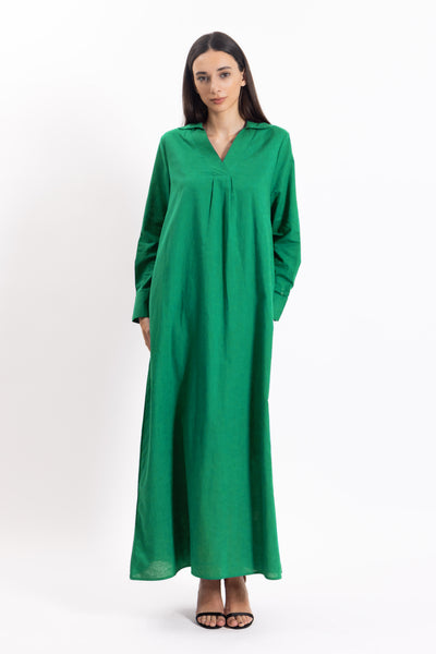LINEN BLEND MAXI DRESS