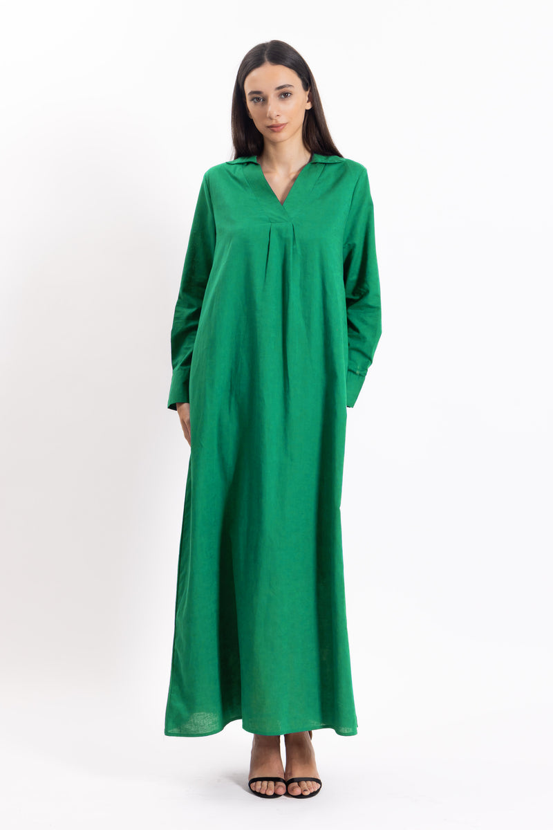 LINEN BLEND MAXI DRESS