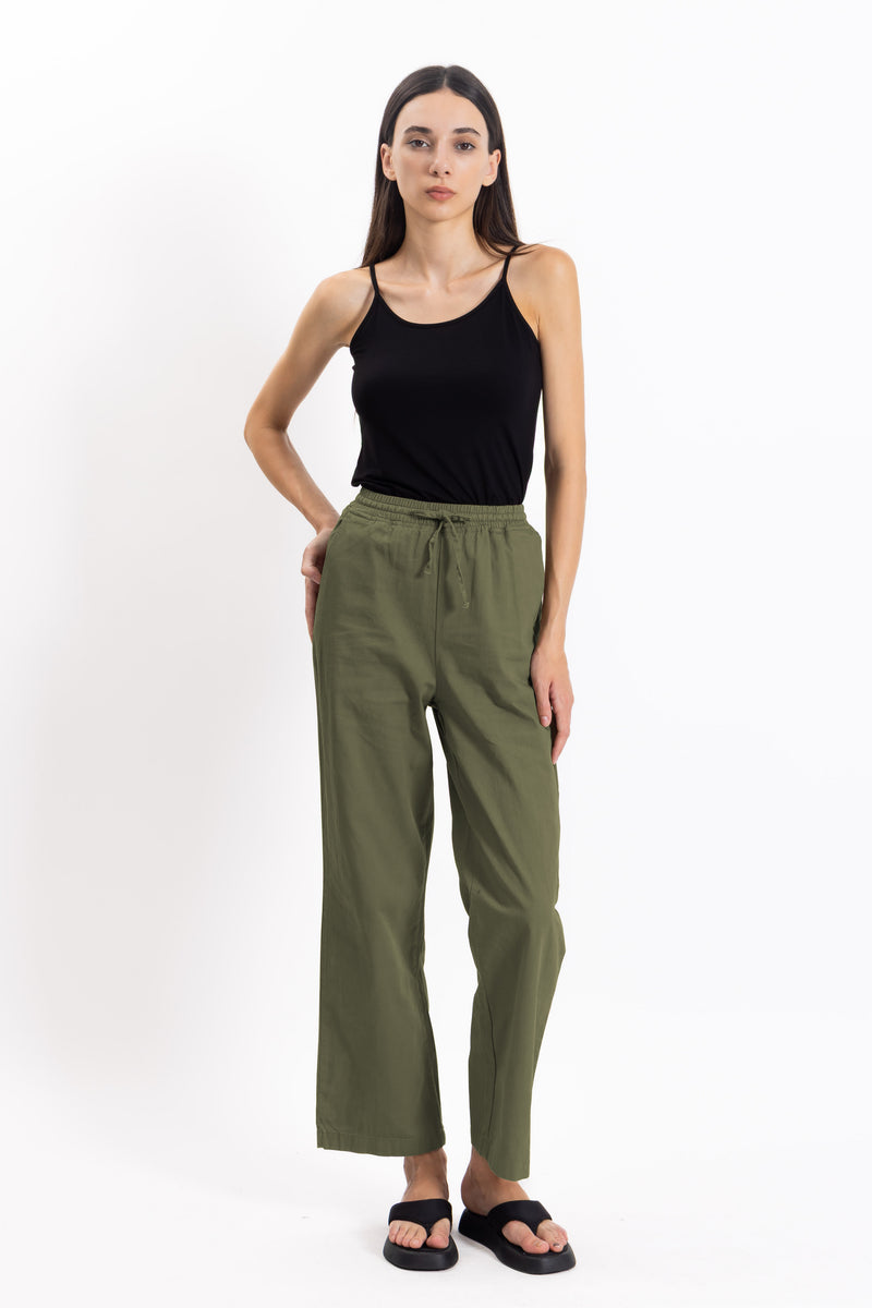 COMFORT STRAIGHT COTTON TROUSERS