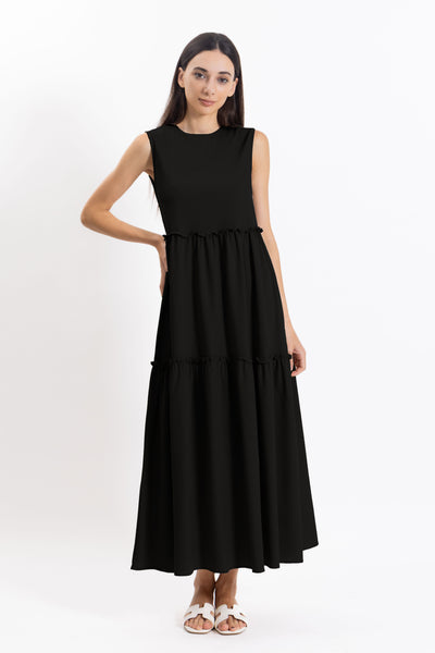 DETAILED LINEN BLEND DRESS