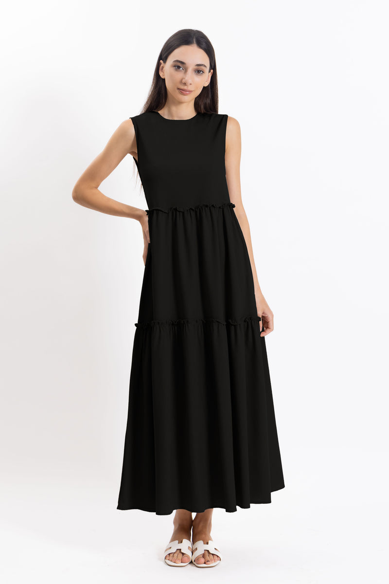 DETAILED LINEN BLEND DRESS