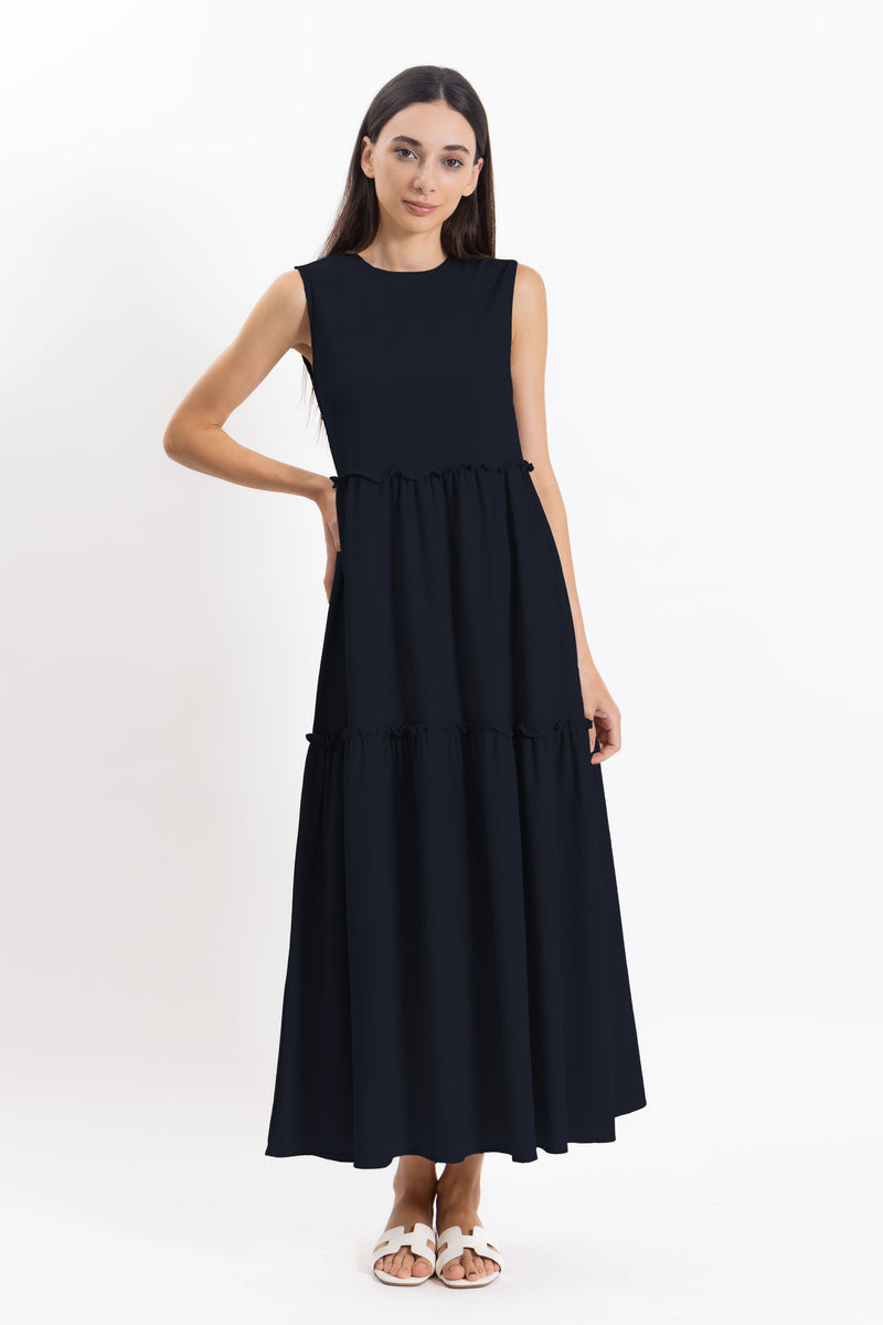 DETAILED LINEN BLEND DRESS