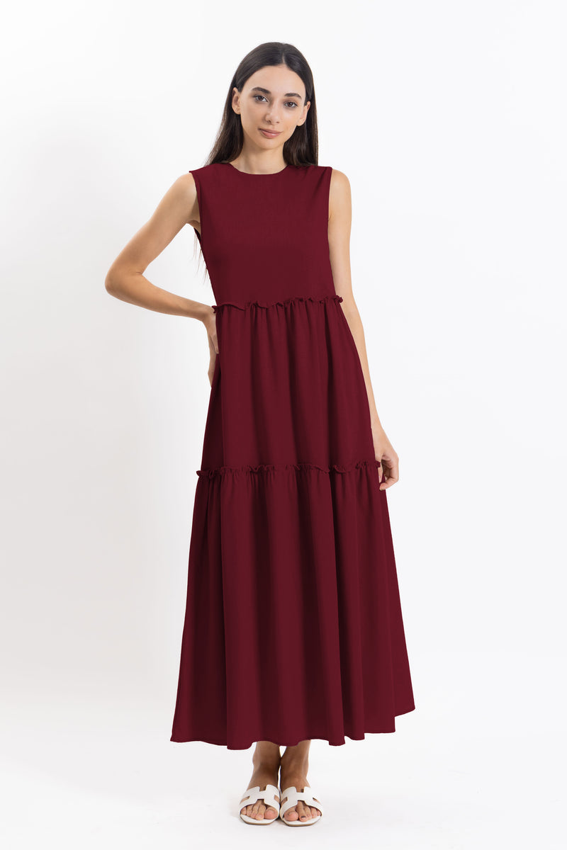 DETAILED LINEN BLEND DRESS