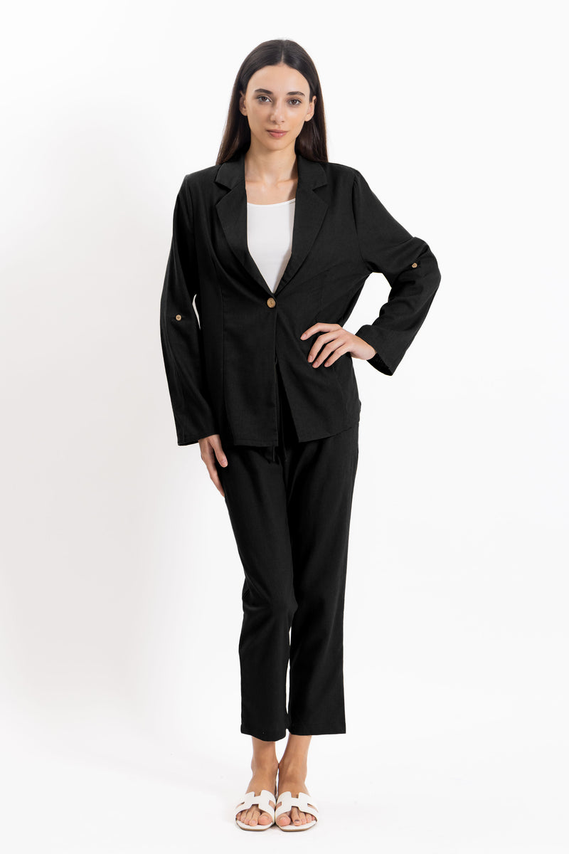 LINEN BLEND BLAZER SET