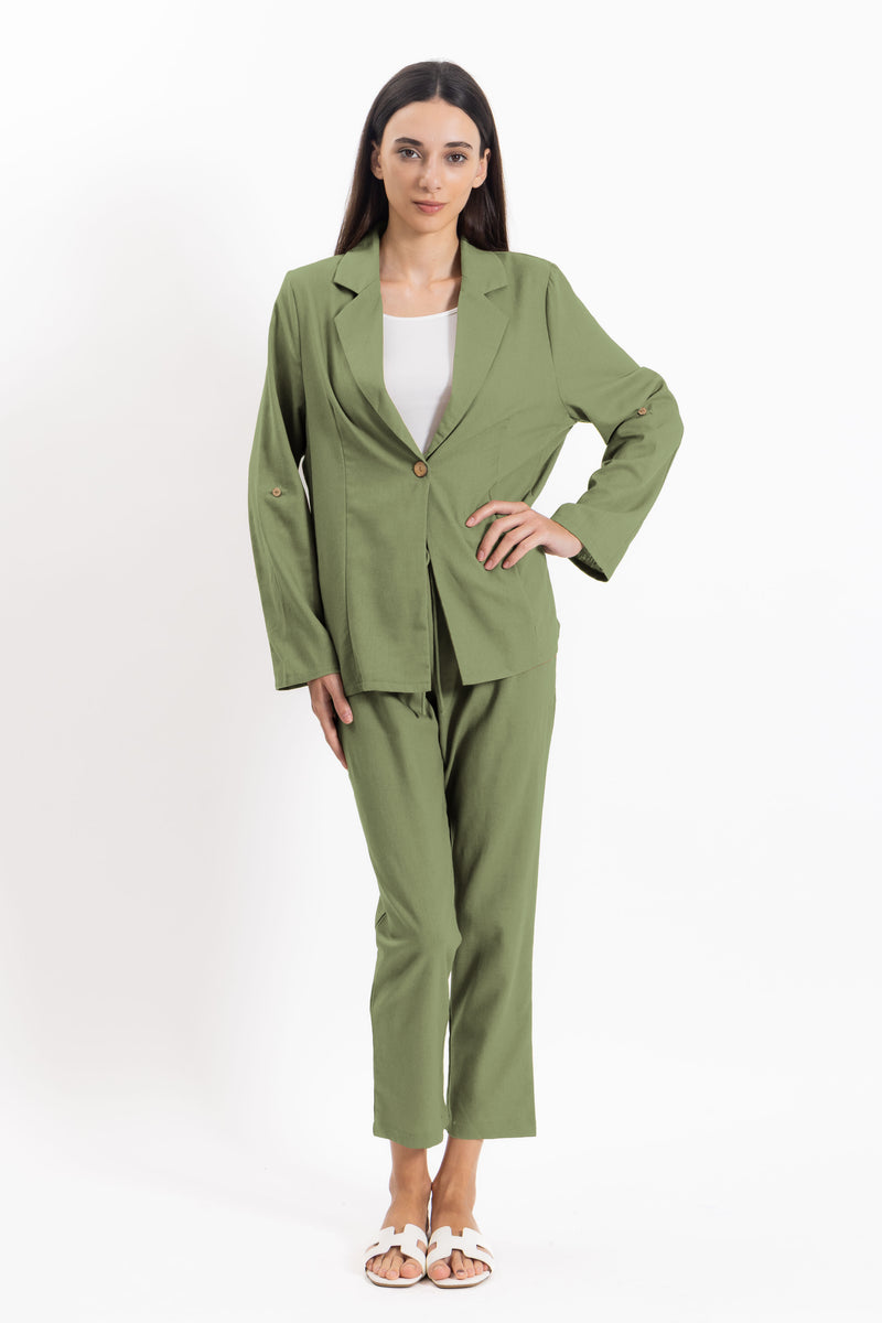 LINEN BLEND BLAZER SET