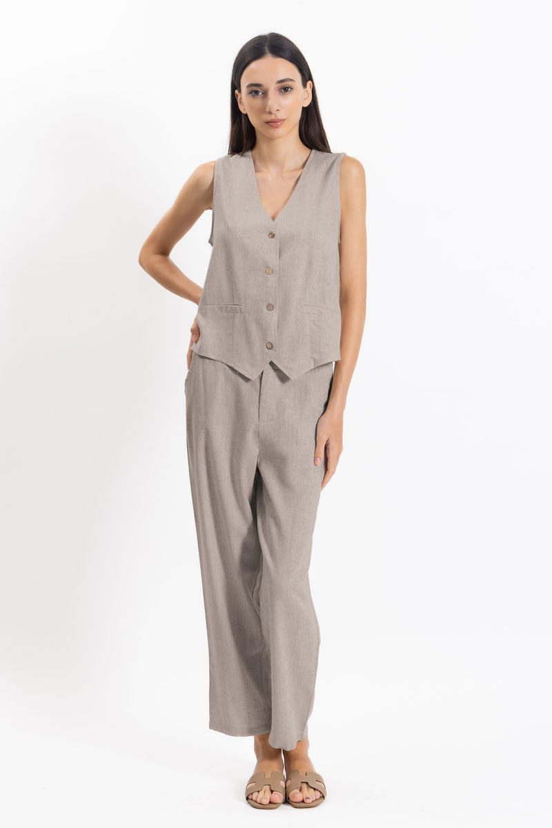 LINEN BLEND WAISTCOAT SET