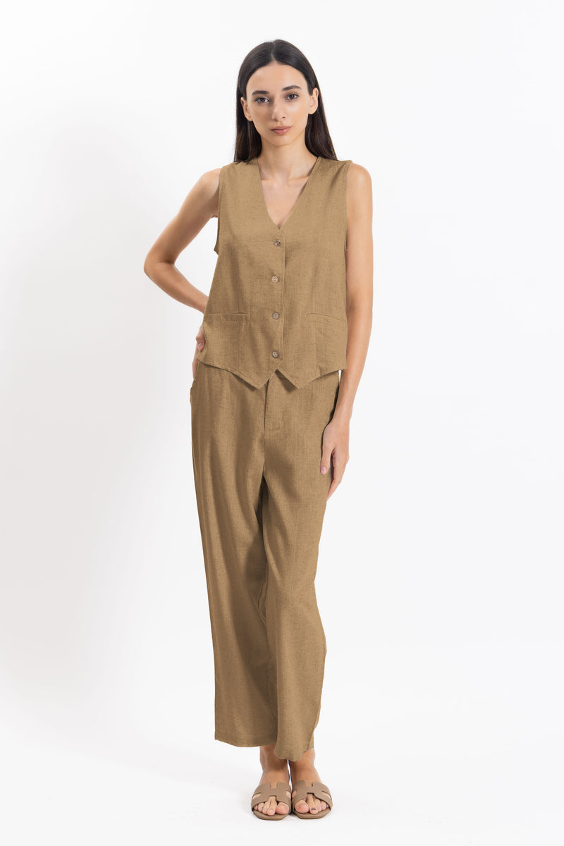 LINEN BLEND WAISTCOAT SET