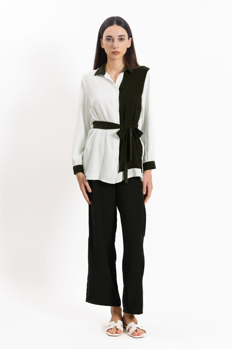 CONTRAST SHIRT SET