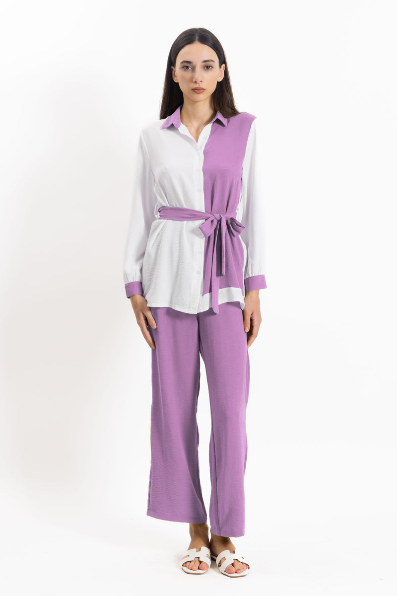 CONTRAST SHIRT SET