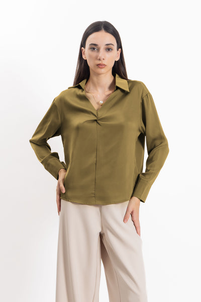 SATIN SHIRT WITH NECKLACE