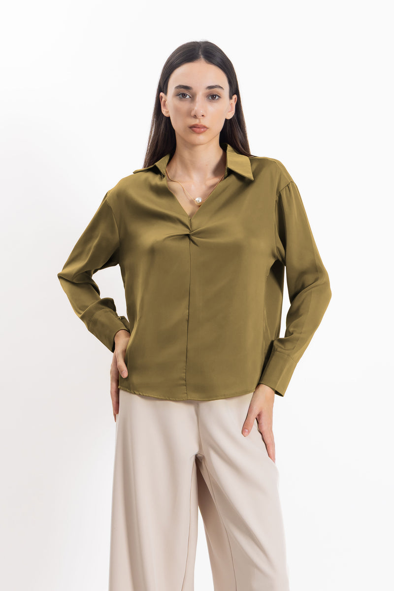 SATIN SHIRT WITH NECKLACE