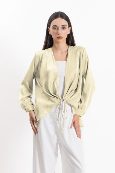 FRONT TIE SATIN TOP
