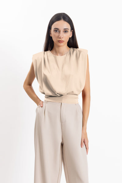 SATIN BACK TIE TOP