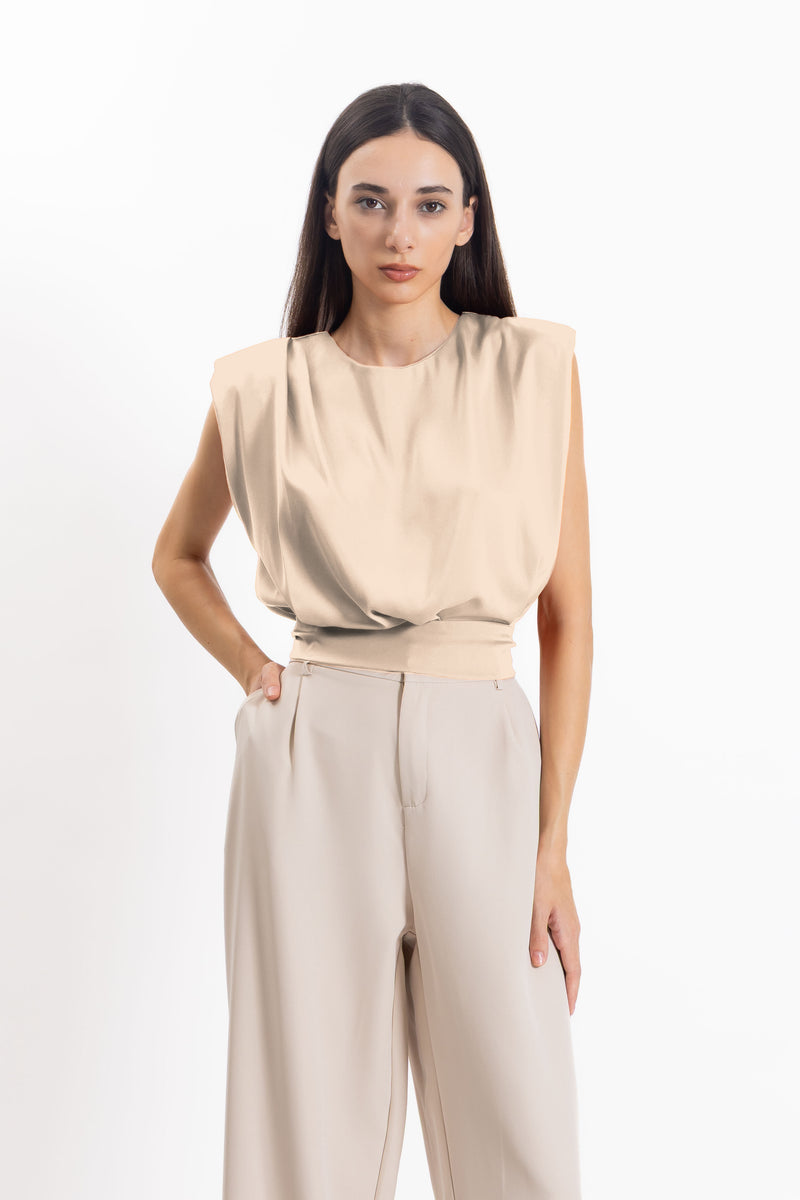 SATIN BACK TIE TOP