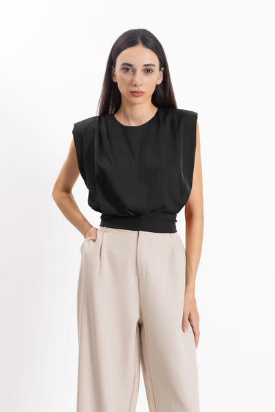 SATIN BACK TIE TOP
