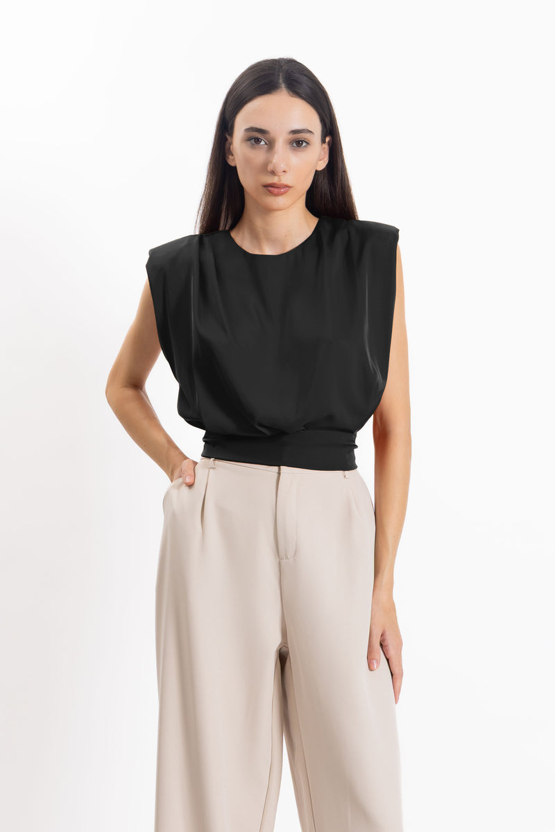 SATIN BACK TIE TOP