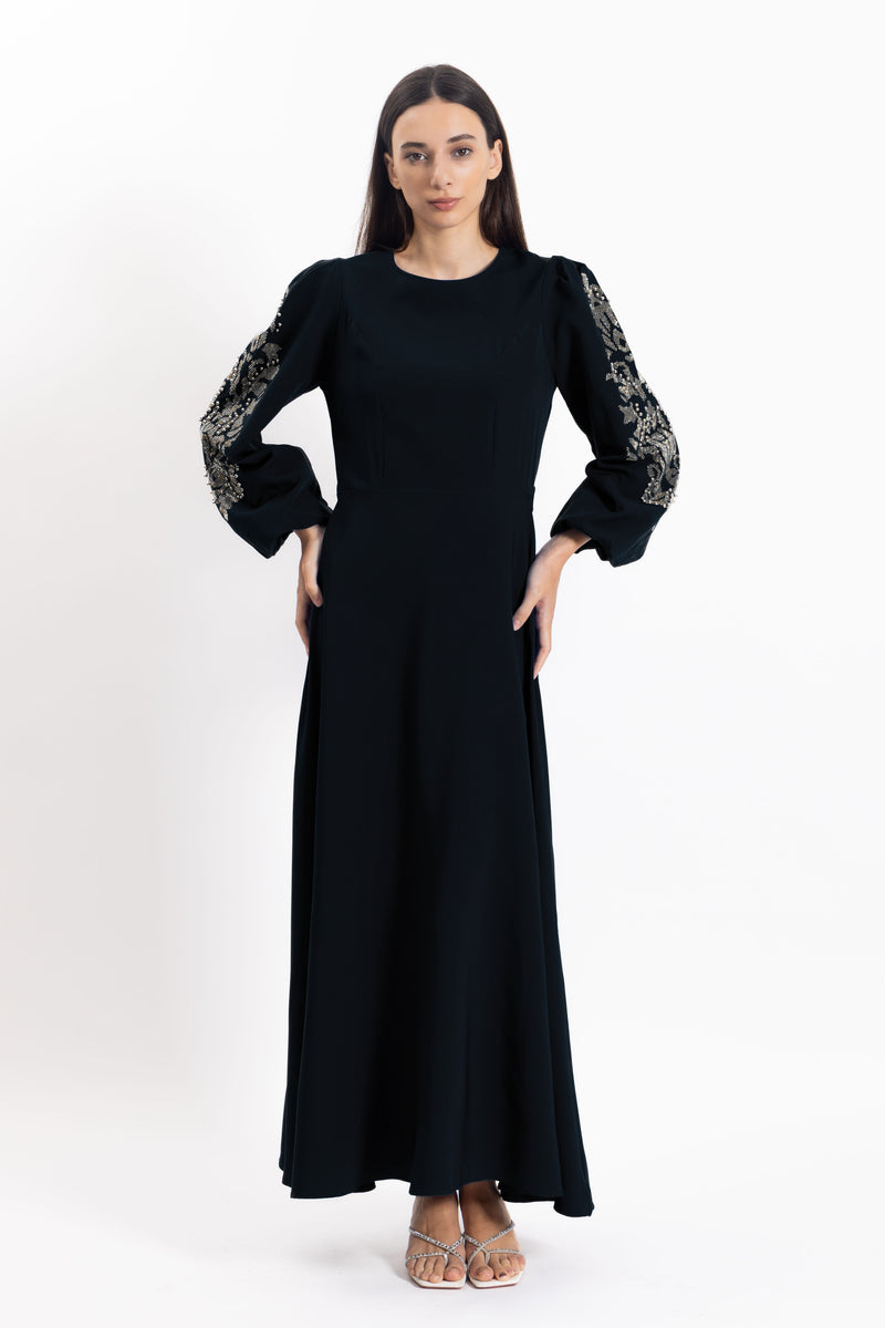 DETAILED STUDDED MIDI DRESS