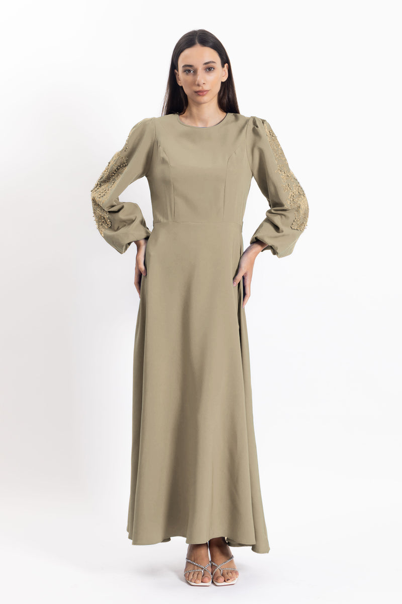 DETAILED STUDDED MIDI DRESS