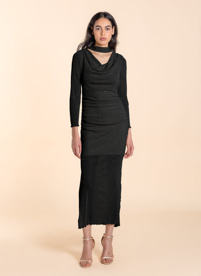 DETAILED MESH MAXI DRESS