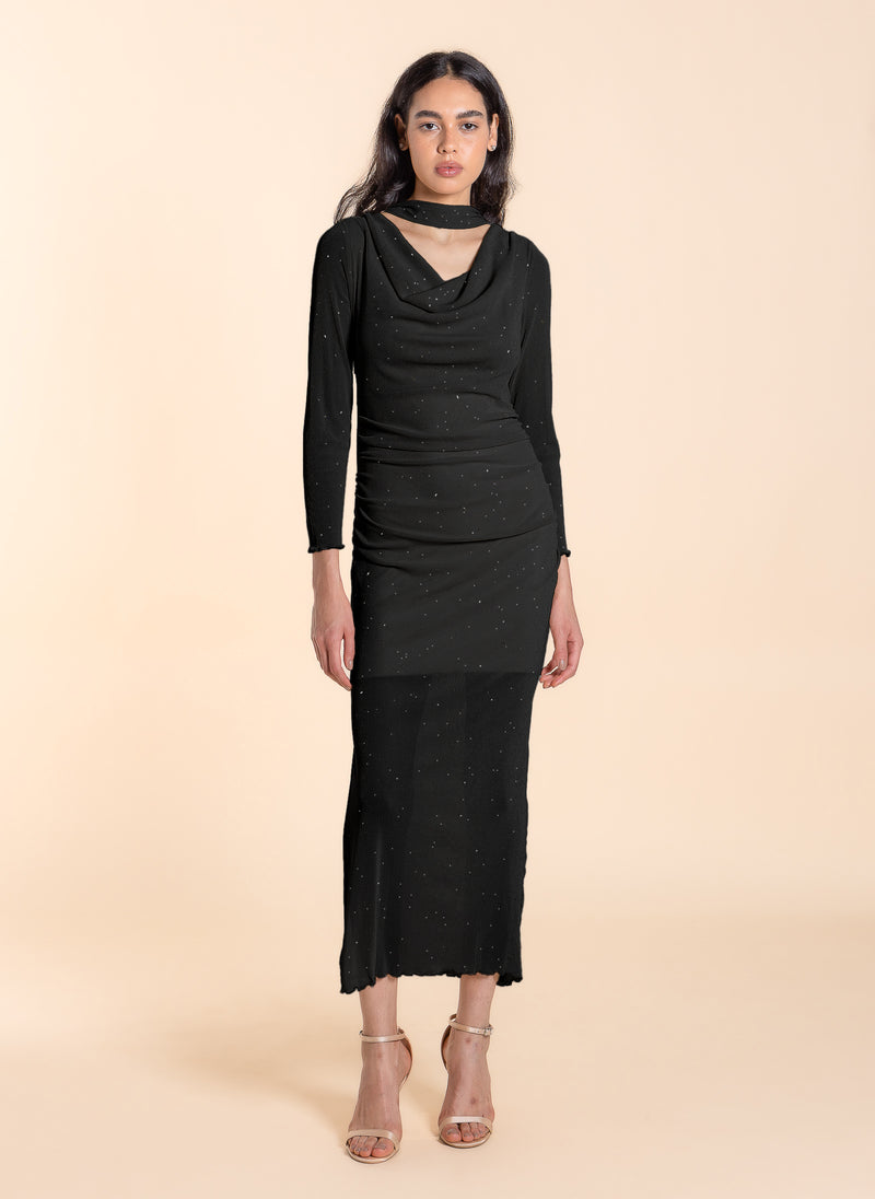 DETAILED MESH MAXI DRESS