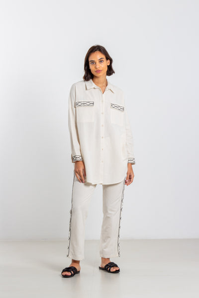 EMBROIDERED LINEN SHIRT SET