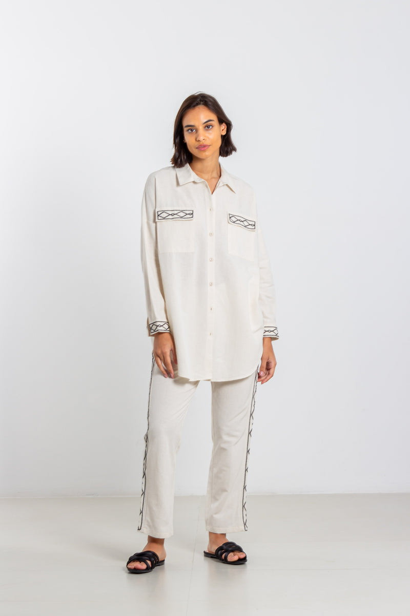 EMBROIDERED LINEN SHIRT SET