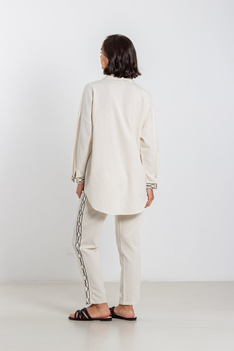 EMBROIDERED LINEN SHIRT SET