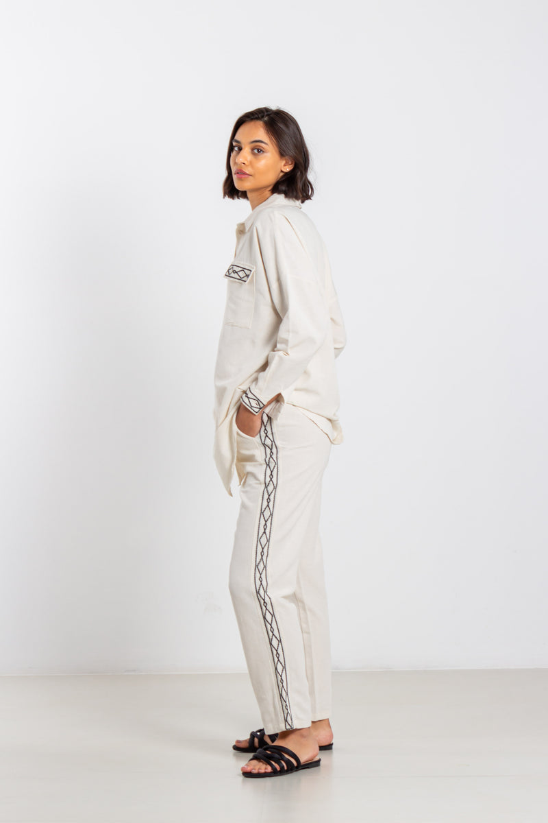 EMBROIDERED LINEN SHIRT SET
