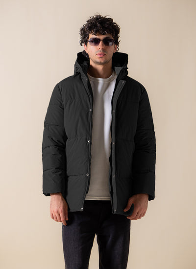 WATER-REPELLENT HOODED PUFFER JACKET