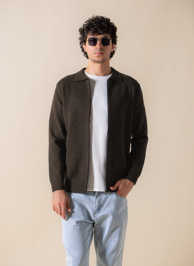 FINE KNIT ZIP-UP JACKET