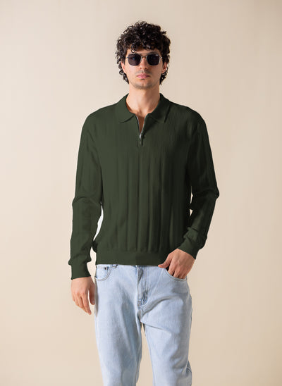 ZIPPER DETAIL POLO SHIRT