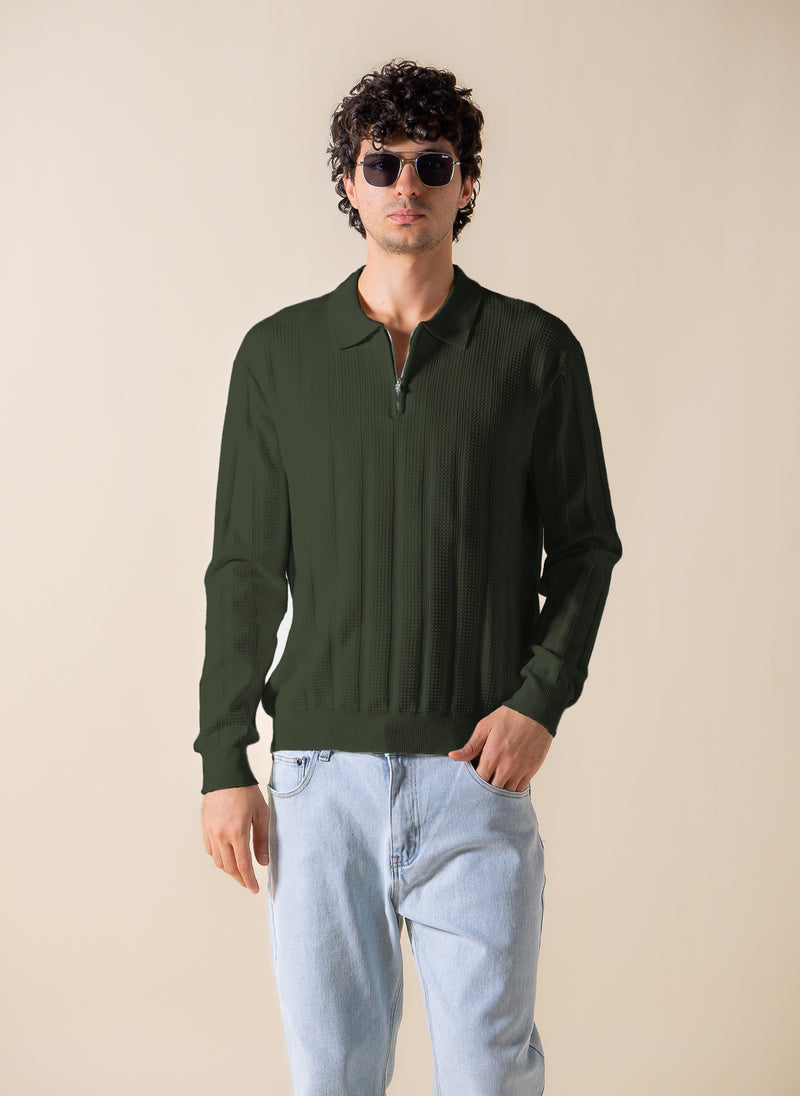 ZIPPER DETAIL POLO SHIRT