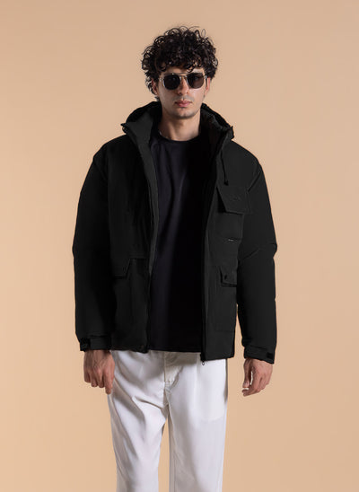 DETAILED HOODED PUFFER JACKET