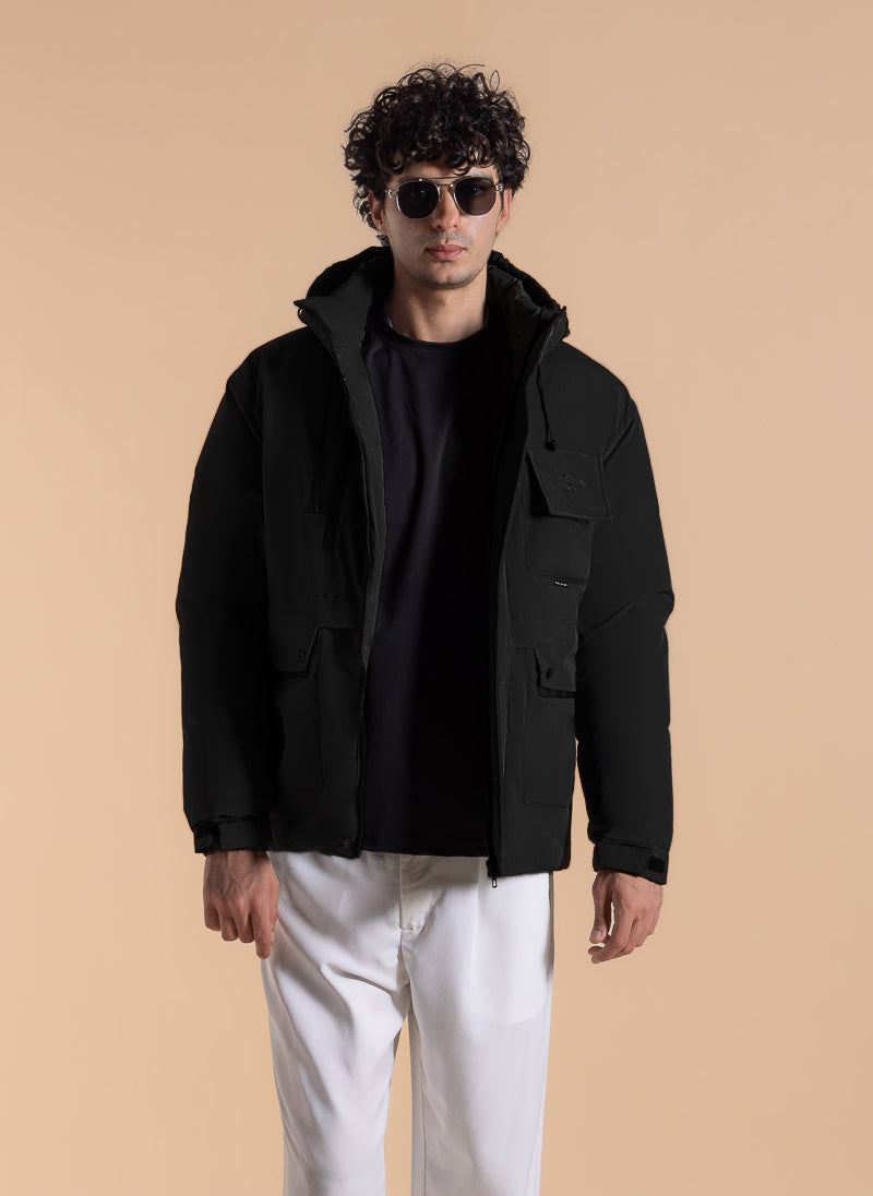 DETAILED HOODED PUFFER JACKET