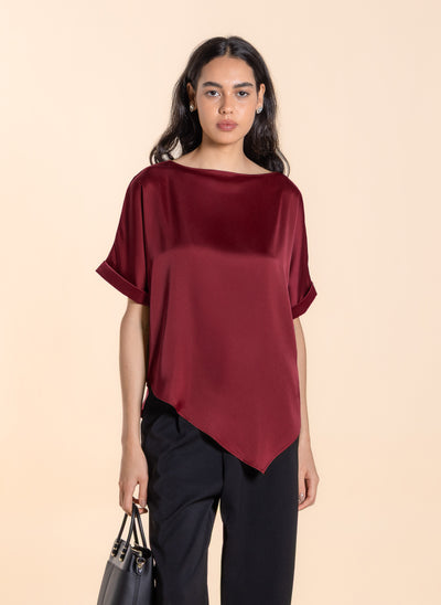 DRAPED SATIN TOP