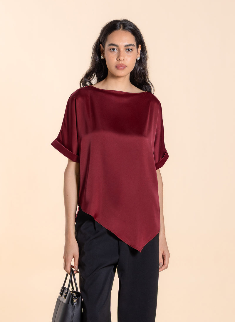 DRAPED SATIN TOP