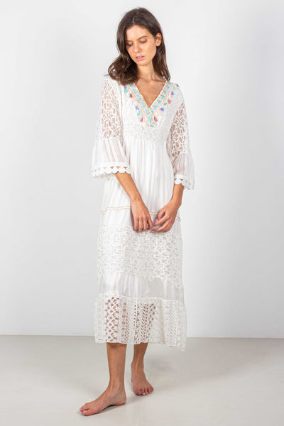 EMBROIDERED MIDI DRESS