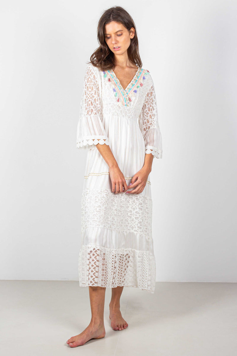 EMBROIDERED MIDI DRESS