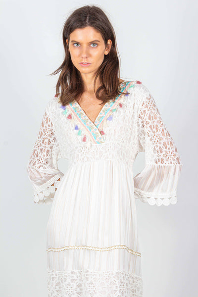 EMBROIDERED MIDI DRESS