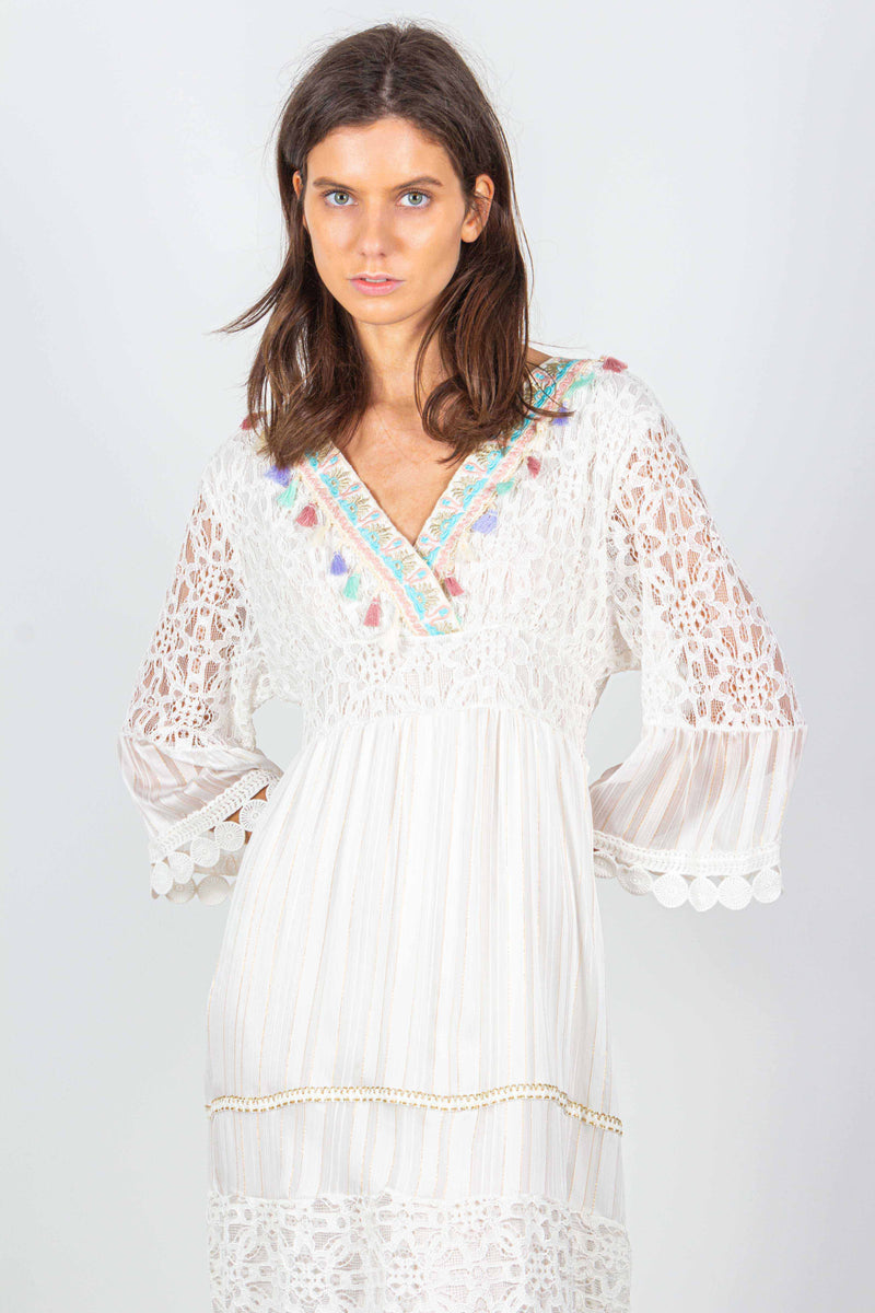 EMBROIDERED MIDI DRESS