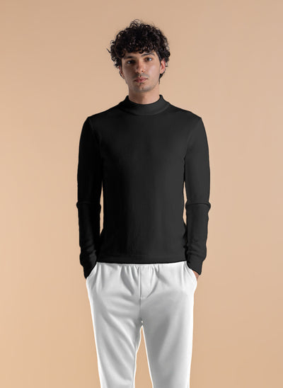 FINE KNIT MOCK NECK SWEATER