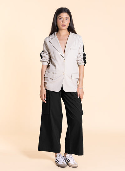 DETAILED LINEN BLEND BLAZER SET