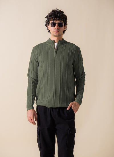 TEXTURED QUARTER-ZIP JUMPER